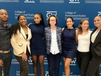 Tambo Prince, Ashley Casimir, Arielle Lofton, Nidhi Shashidhara, Madalyn Hensel and Ariana Vasquez with Program Director Sandra Whitehead