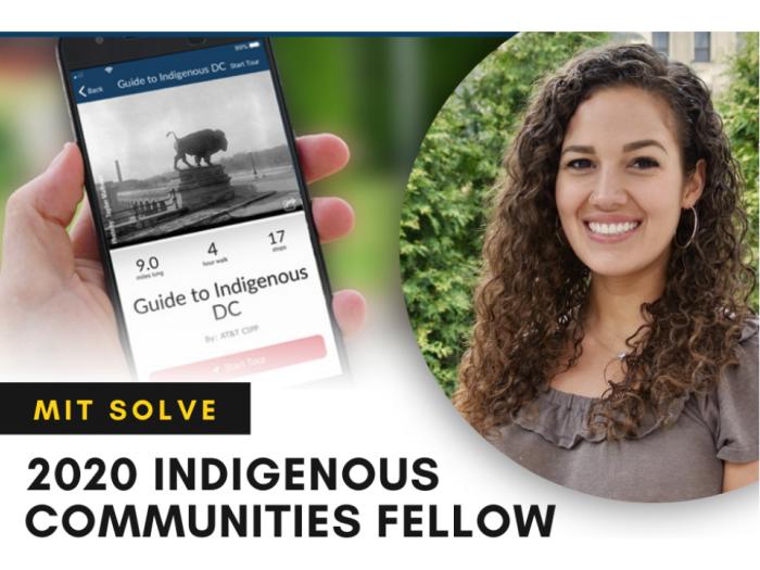 Elizabeth Rule 2020 Indigenous Communities Fellow MIT Solve with image of an App open on a cell phone