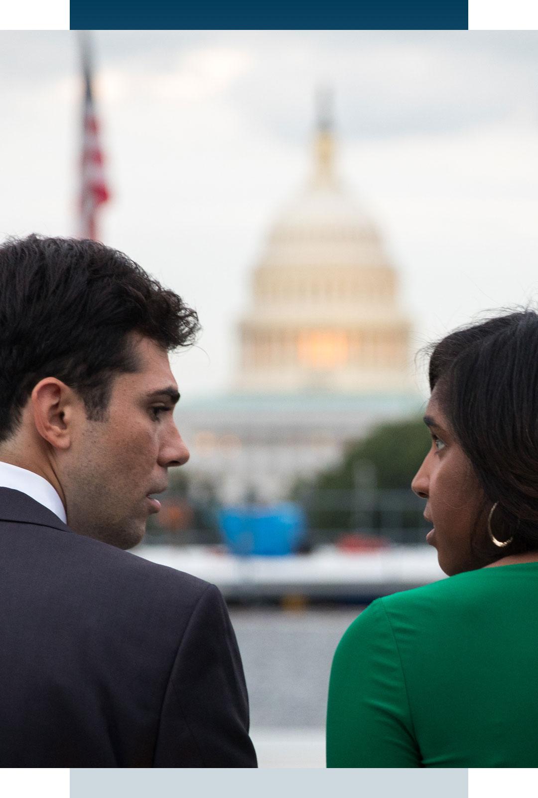 US Capitol with man and woman