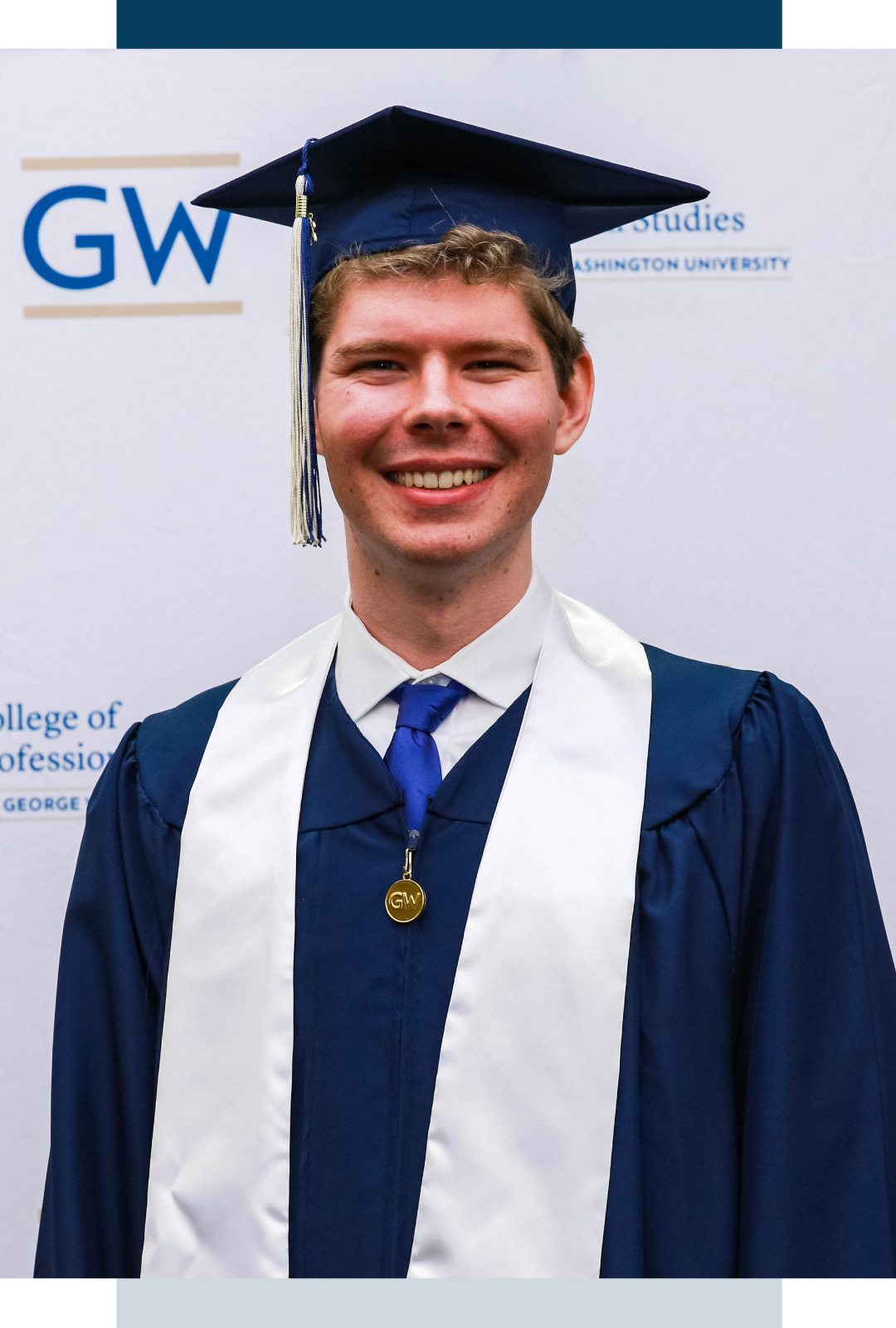 Cameron Peters in graduation regalia