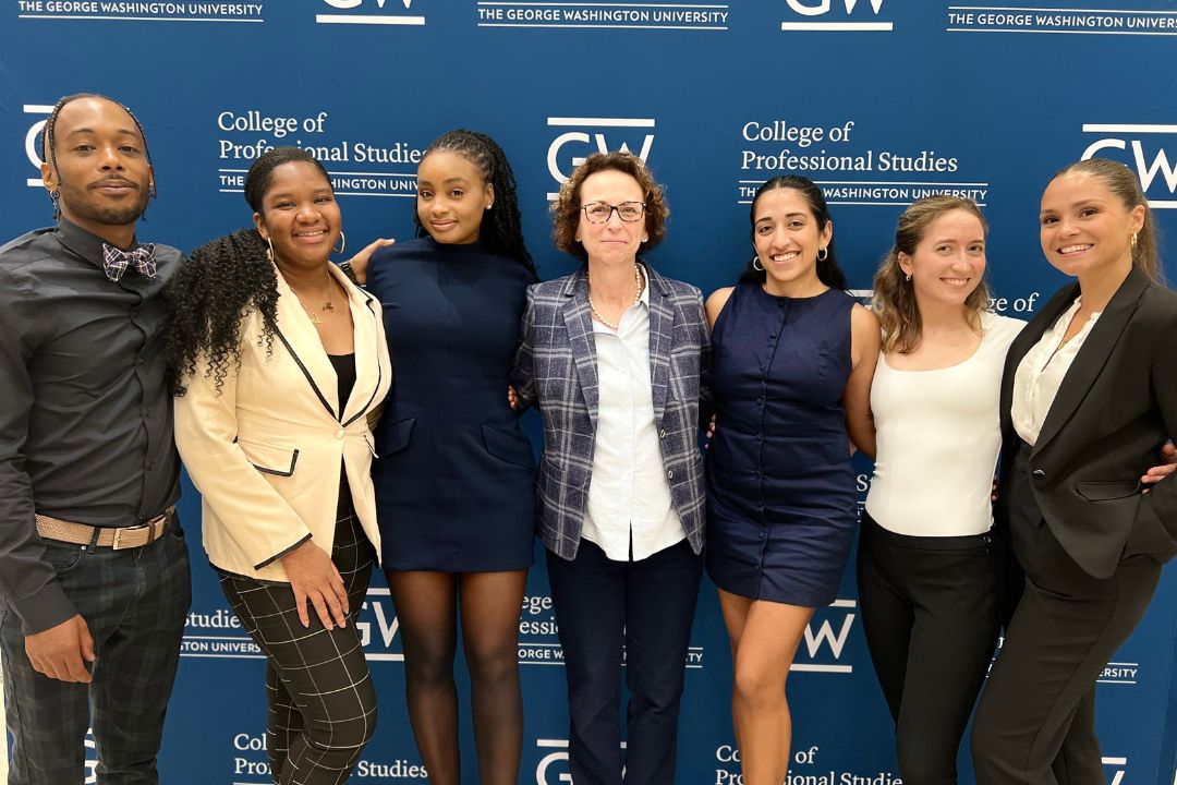 Tambo Prince, Ashley Casimir, Arielle Lofton, Nidhi Shashidhara, Madalyn Hensel and Ariana Vasquez with Program Director Sandra Whitehead