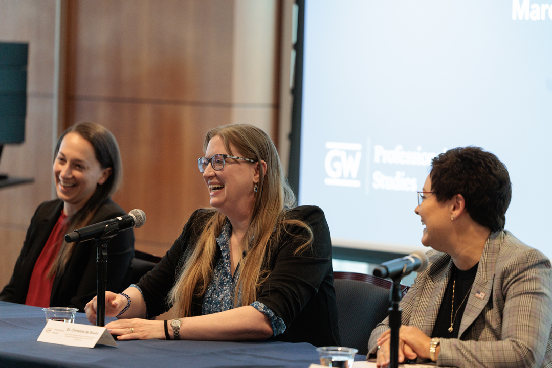 Katelyn Semales, Dr. Christine de Souza and Dr. Lori Moore-Merrell smiling together