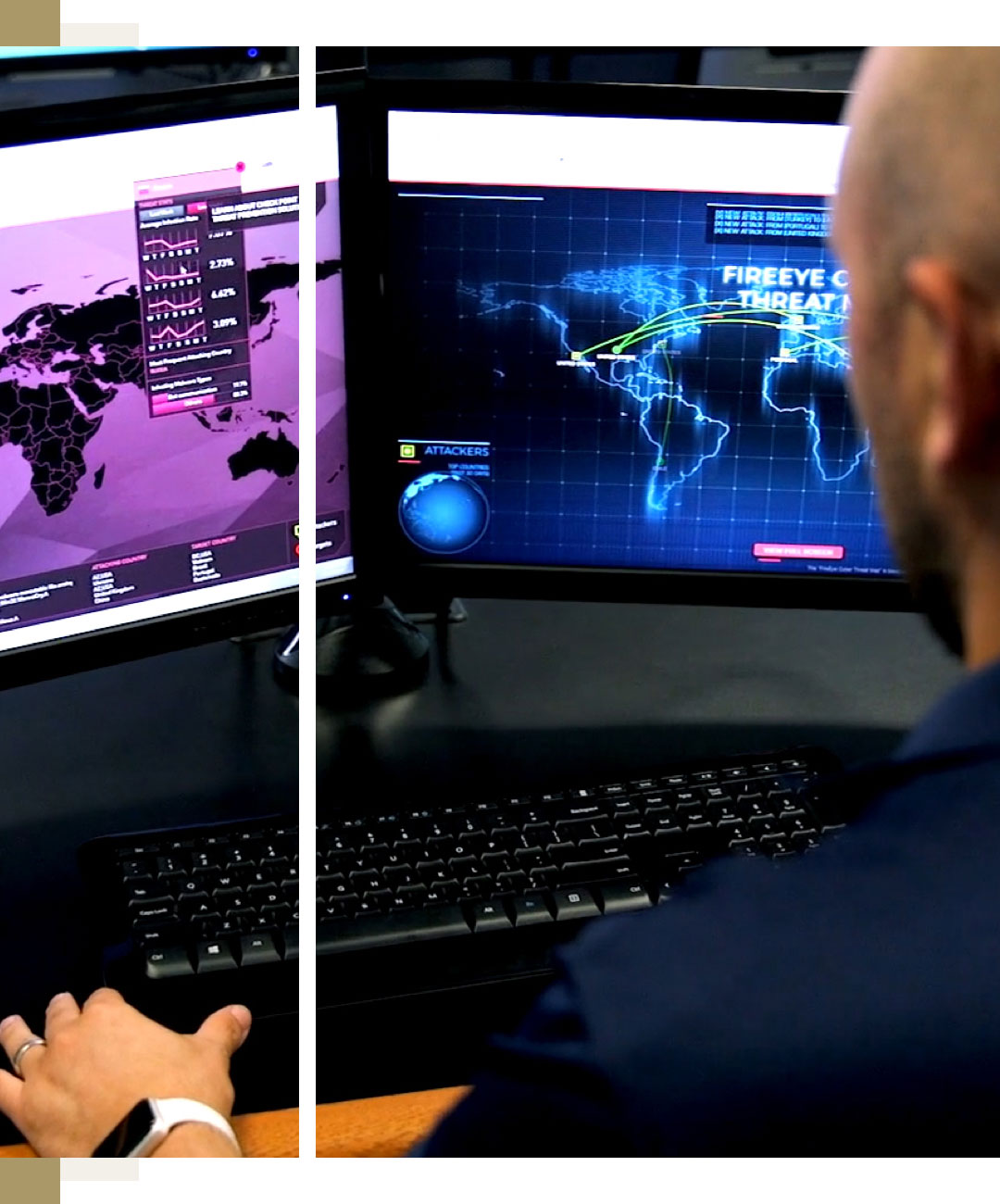 Man Looking at Computer Screens