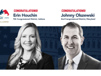 Congratulations! Erin Houchin, 9th Congressional District, Indiana and Johnny Olszewski, 2nd Congressional District, Maryland