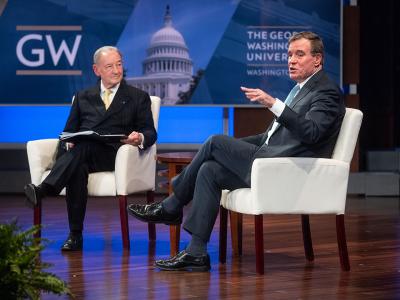 GW Business and Policy Forum, 2 men speaking