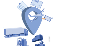 Supply chain image with truck and other assets